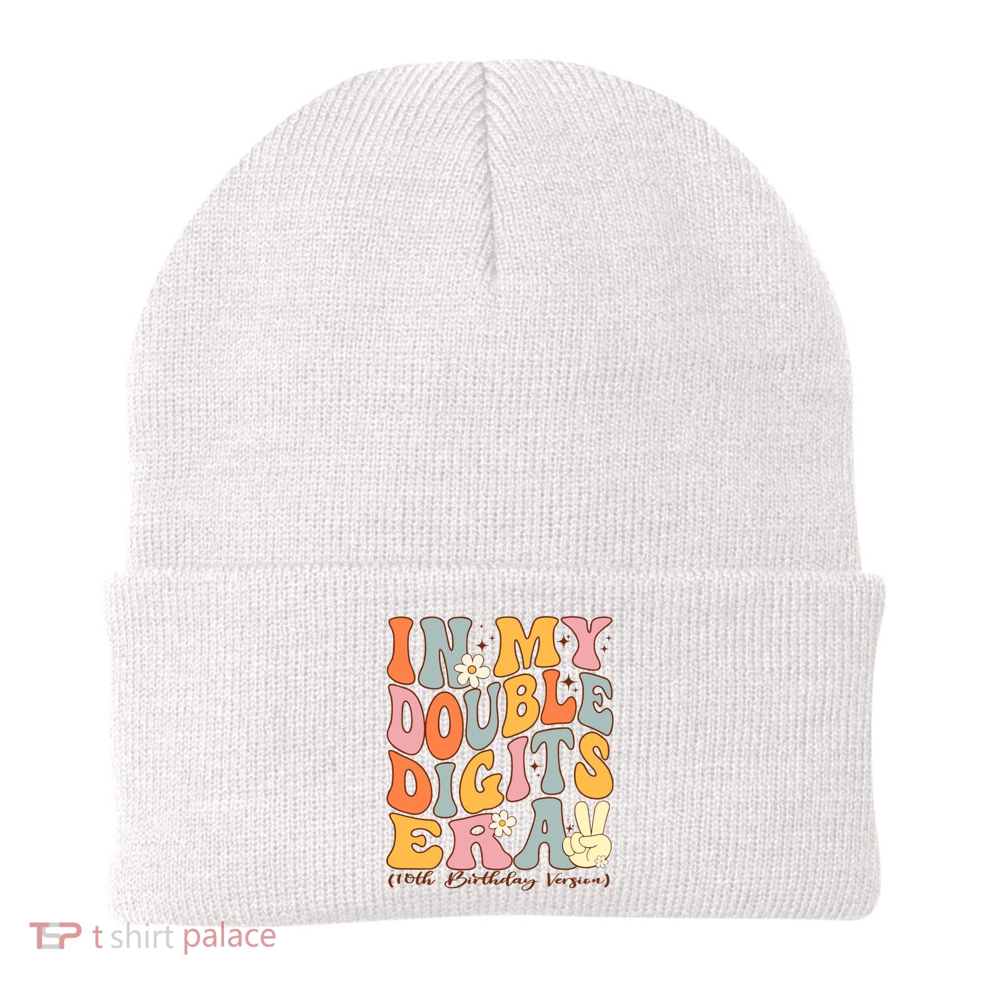 In My Double Digits Era 10th Birthday Groovy Retro Girl Boy Beanie