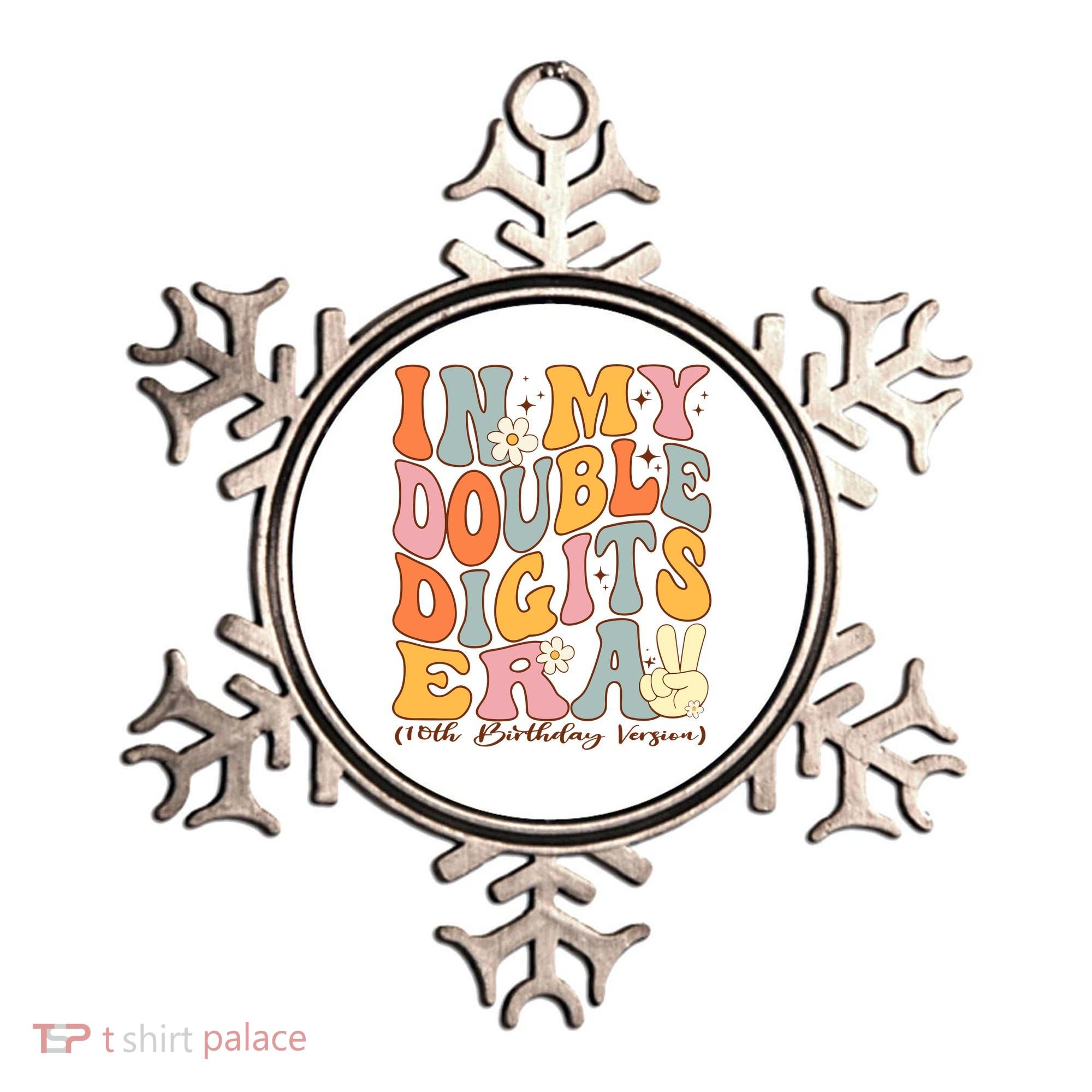 In My Double Digits Era 10th Birthday Groovy Retro Girl Boy Ornament