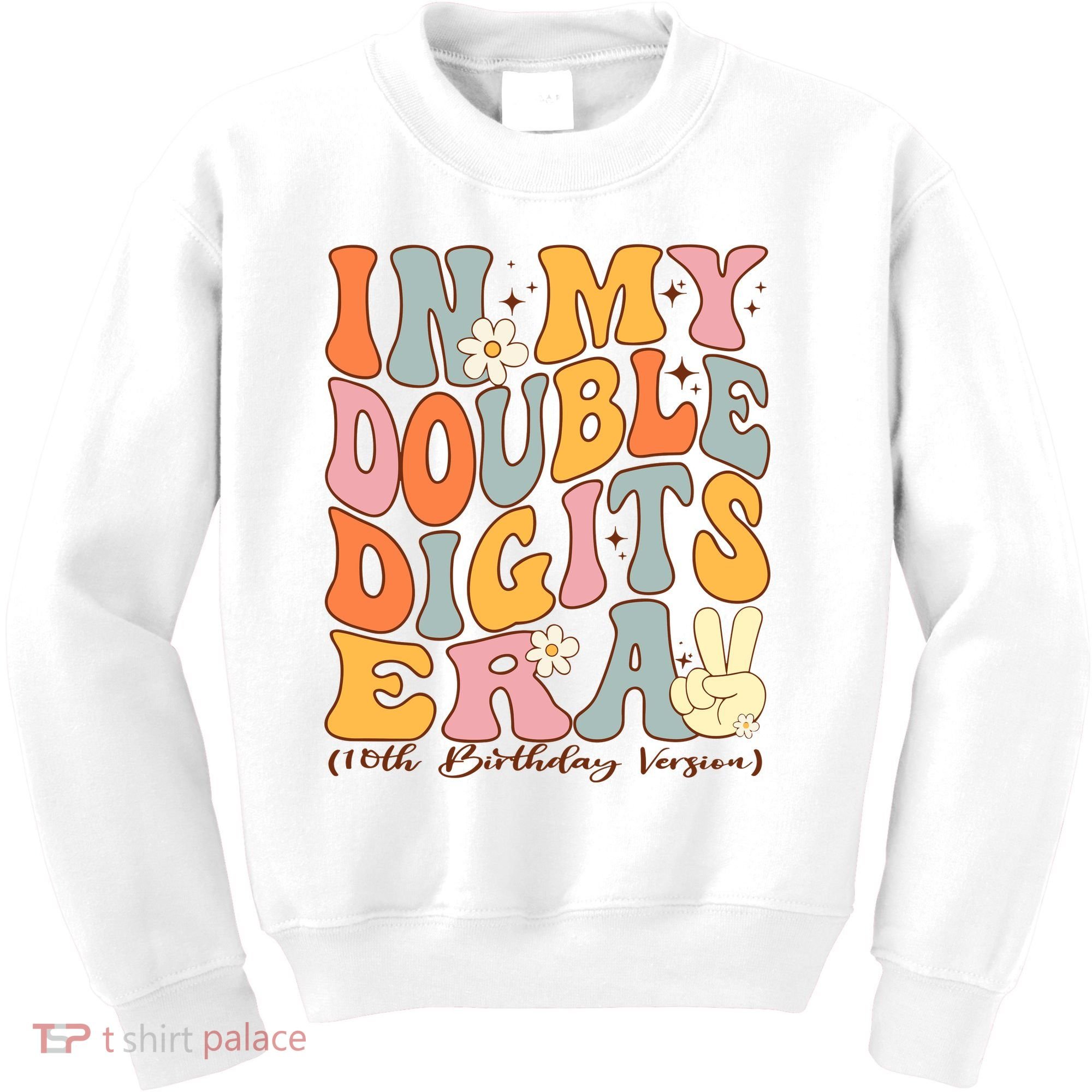 In My Double Digits Era 10th Birthday Groovy Retro Girl Boy Kids Sweatshirt