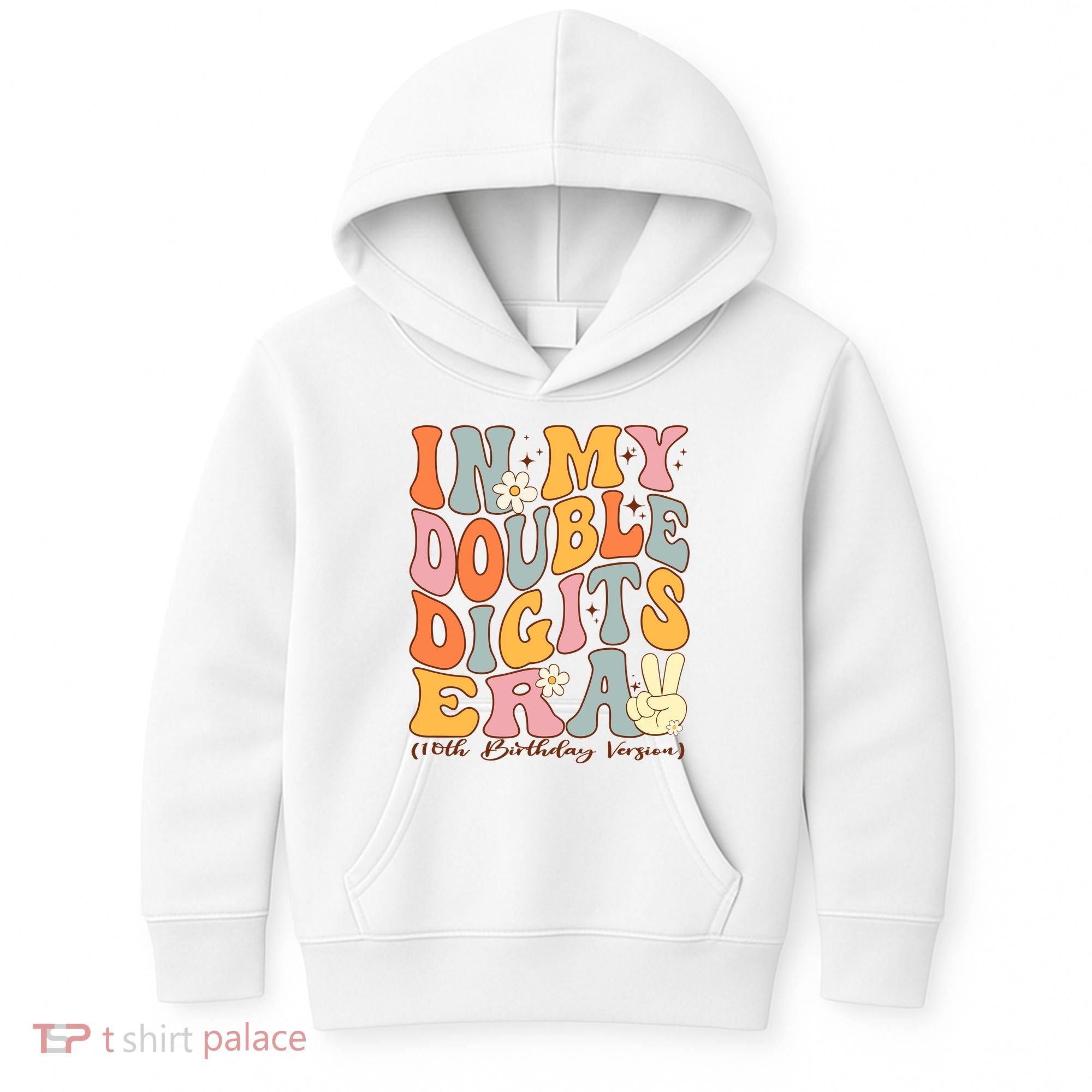 In My Double Digits Era 10th Birthday Groovy Retro Girl Boy Kids Hoodie