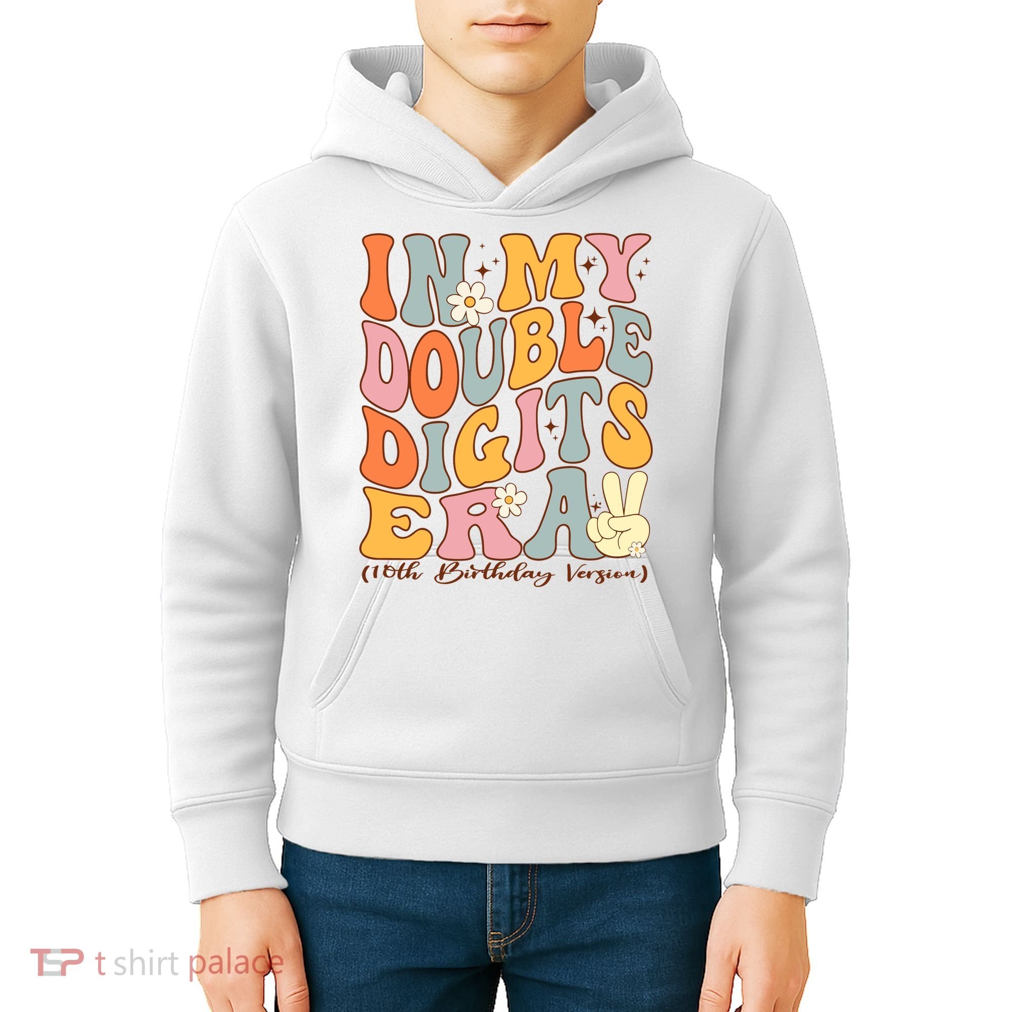 In My Double Digits Era 10th Birthday Groovy Retro Girl Boy Kids Hoodie