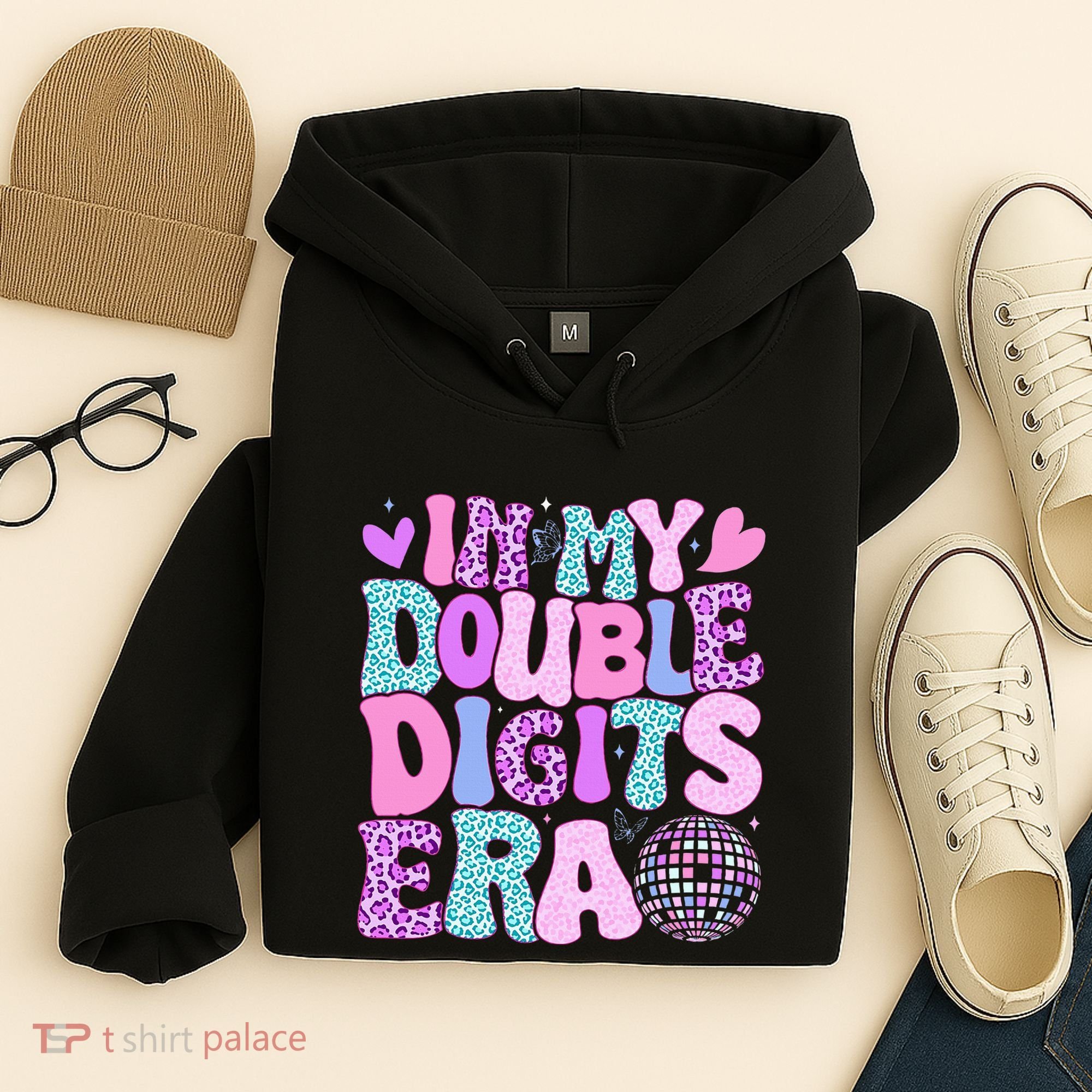 In My Double Digits Era Retro 10 Year Old 10th Birthday Hoodie
