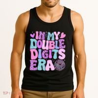 In My Double Digits Era Retro 10 Year Old 10th Birthday Tank Top thumb 3