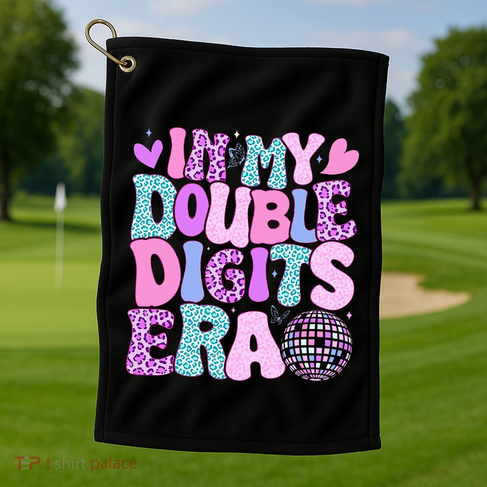 In My Double Digits Era Retro 10 Year Old 10th Birthday Golf Towel