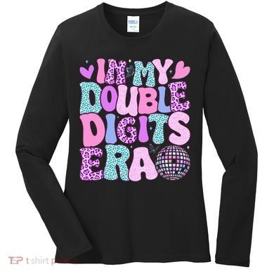 In My Double Digits Era Retro 10 Year Old 10th Birthday Women's Long Sleeve Shirt