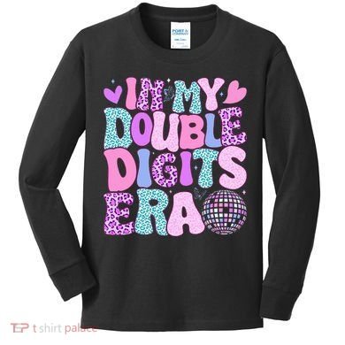 In My Double Digits Era Retro 10 Year Old 10th Birthday Kids Long Sleeve Shirt