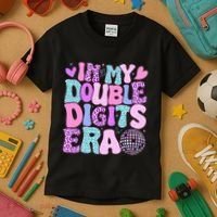 In My Double Digits Era Retro 10 Year Old 10th Birthday Kids T-Shirt thumb 3