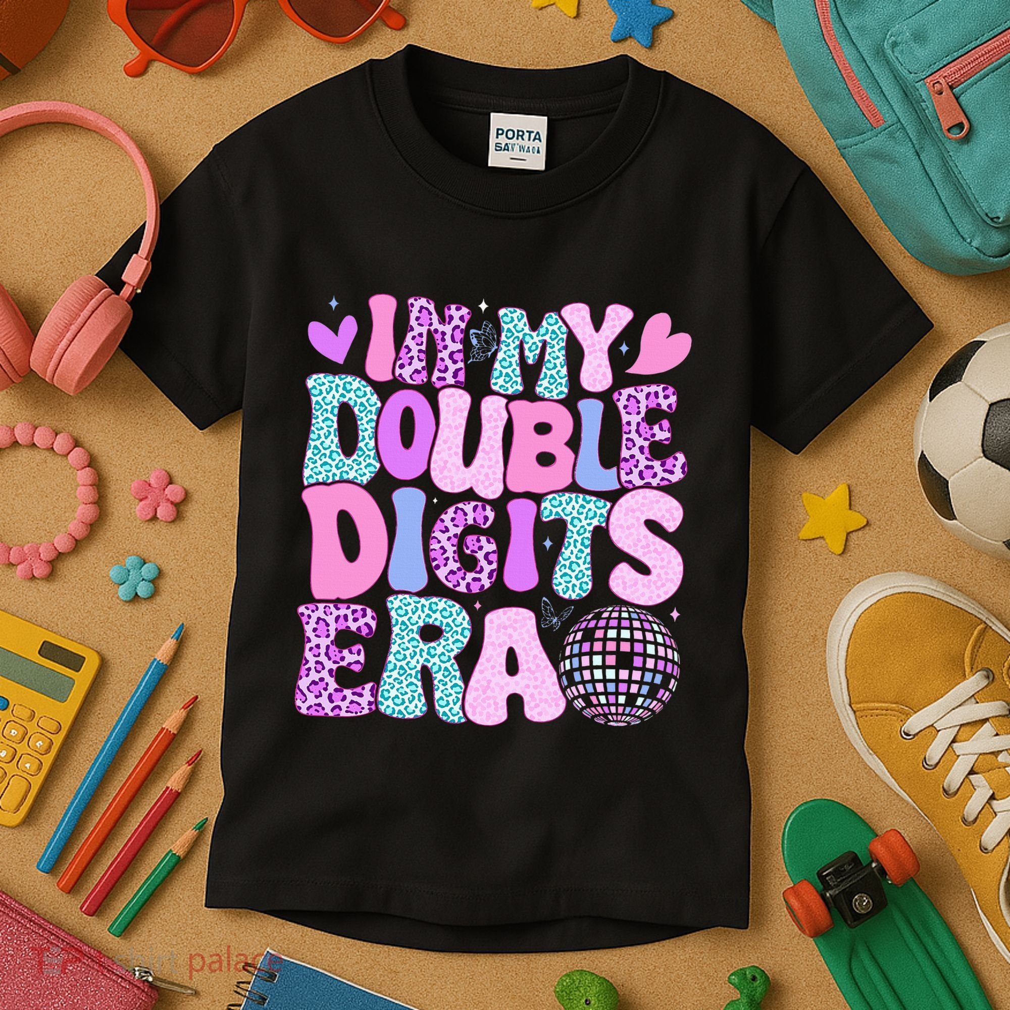 In My Double Digits Era Retro 10 Year Old 10th Birthday Kids T-Shirt