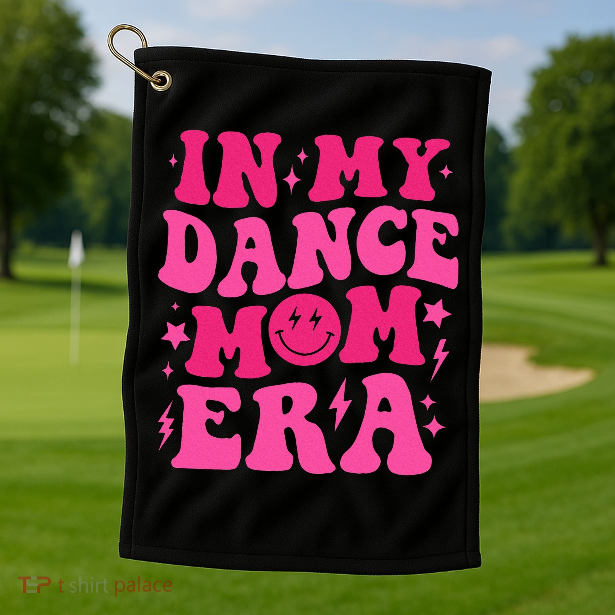 In My Dance Mom Era Groovy Sports Dance Mom Sweat Golf Towel