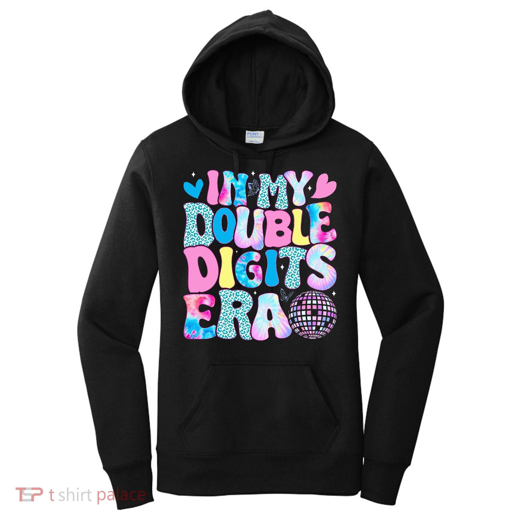 In My Double Digits Era Retro 10 Year Old 10th Birthday Women's Hoodie