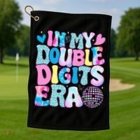 In My Double Digits Era Retro 10 Year Old 10th Birthday Golf Towel thumb 1