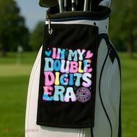 In My Double Digits Era Retro 10 Year Old 10th Birthday Golf Towel thumb 2
