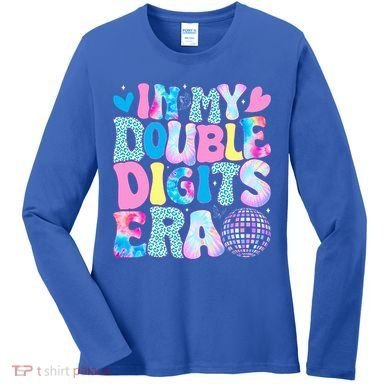 In My Double Digits Era Retro 10 Year Old 10th Birthday Women's Long Sleeve Shirt