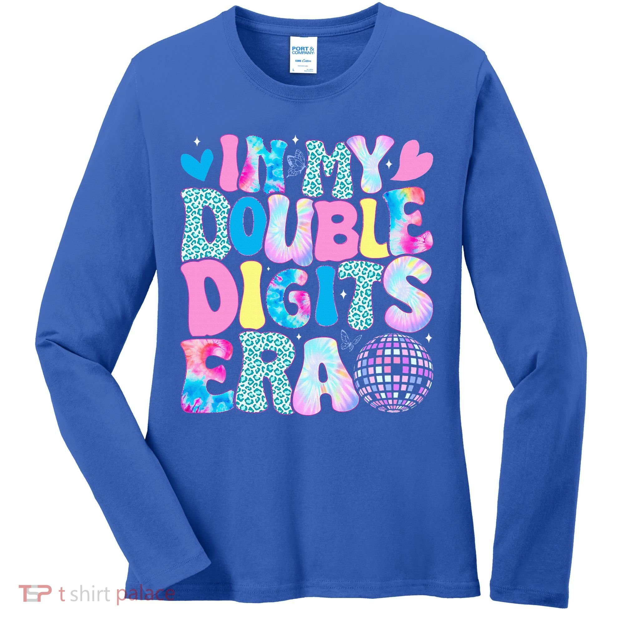 In My Double Digits Era Retro 10 Year Old 10th Birthday Women's Long Sleeve Shirt
