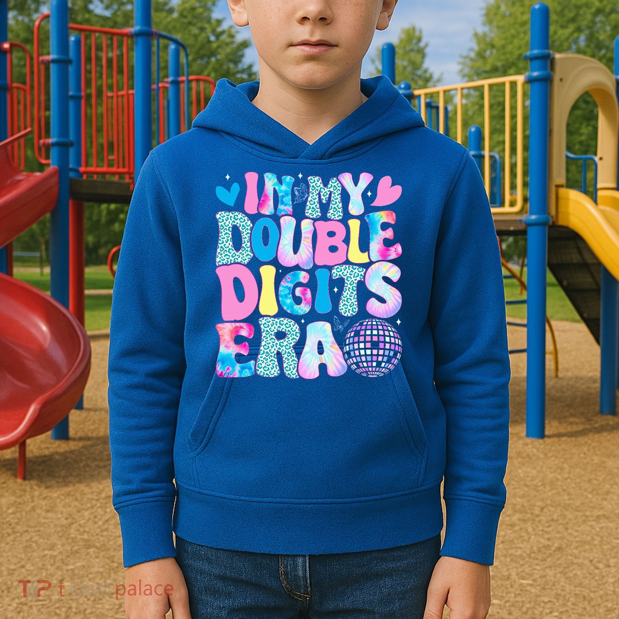 In My Double Digits Era Retro 10 Year Old 10th Birthday Kids Hoodie