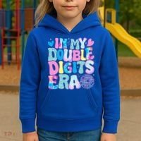 In My Double Digits Era Retro 10 Year Old 10th Birthday Kids Hoodie thumb 3