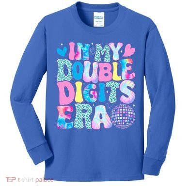 In My Double Digits Era Retro 10 Year Old 10th Birthday Kids Long Sleeve Shirt