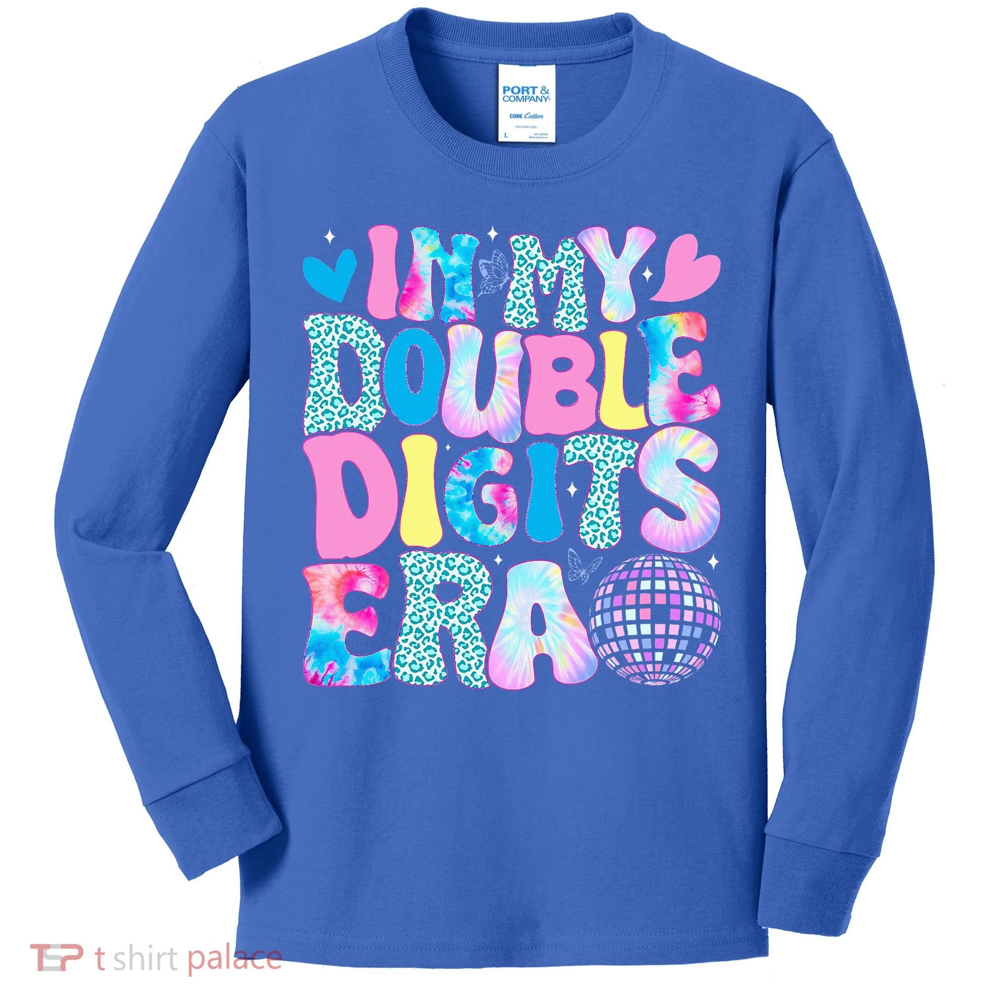 In My Double Digits Era Retro 10 Year Old 10th Birthday Kids Long Sleeve Shirt