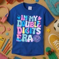 In My Double Digits Era Retro 10 Year Old 10th Birthday Kids T-Shirt thumb 3