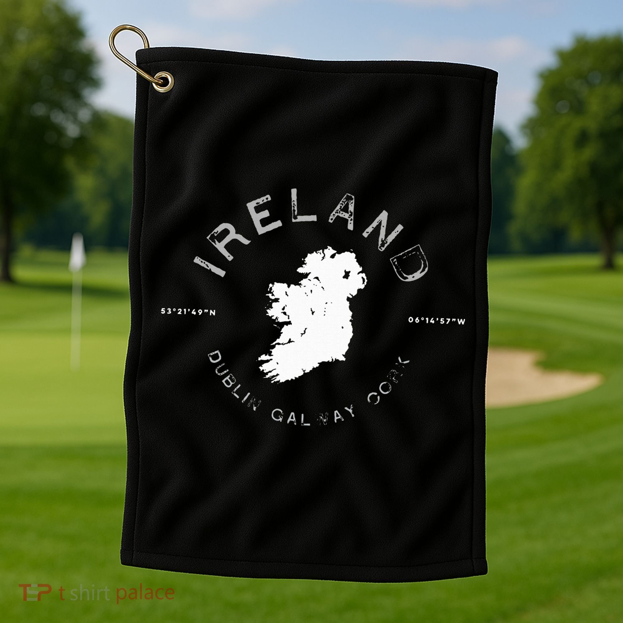 Ireland Map Dublin Galway Cork Graphic Golf Towel