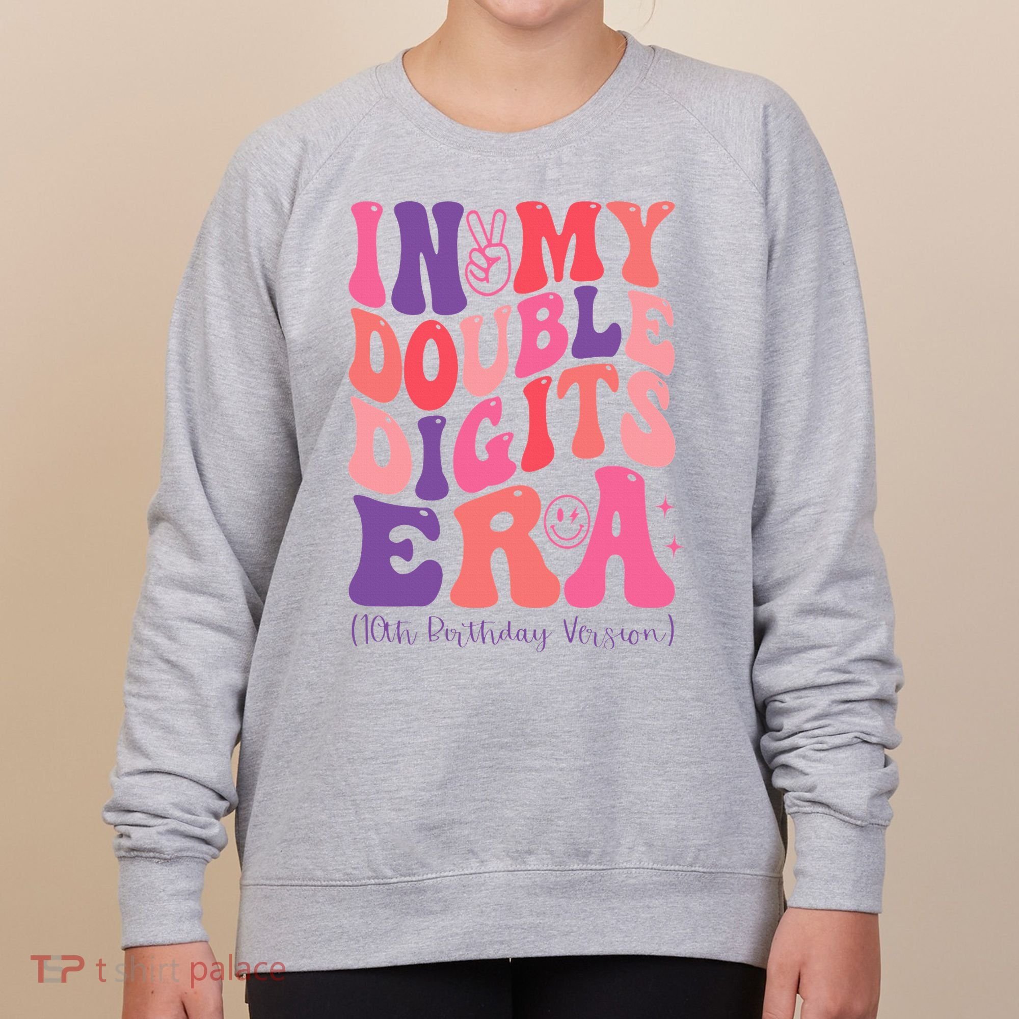 In My Double Digits Era 10th Birthday Version Groovy Retro Women's Sweatshirt