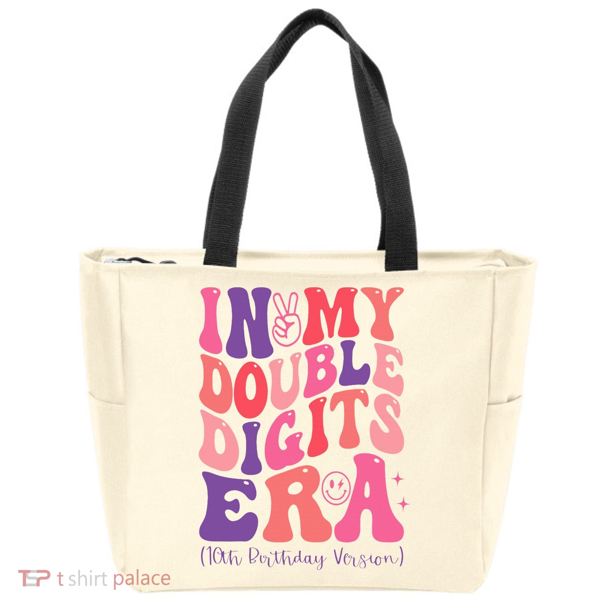 In My Double Digits Era 10th Birthday Version Groovy Retro Tote Bag