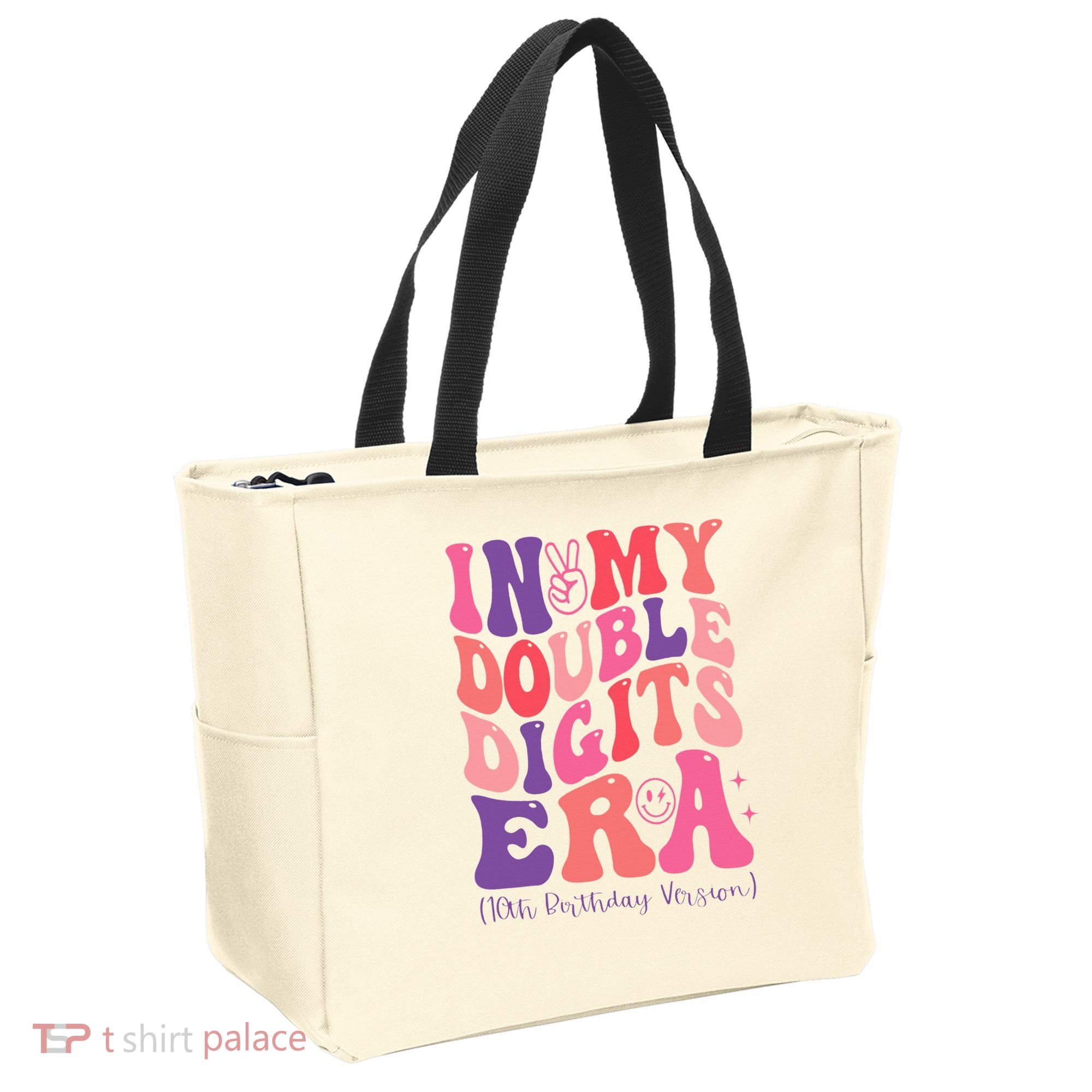 In My Double Digits Era 10th Birthday Version Groovy Retro Tote Bag