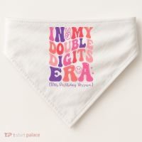 In My Double Digits Era 10th Birthday Version Groovy Retro USA-Made Doggie Bandana thumb 0