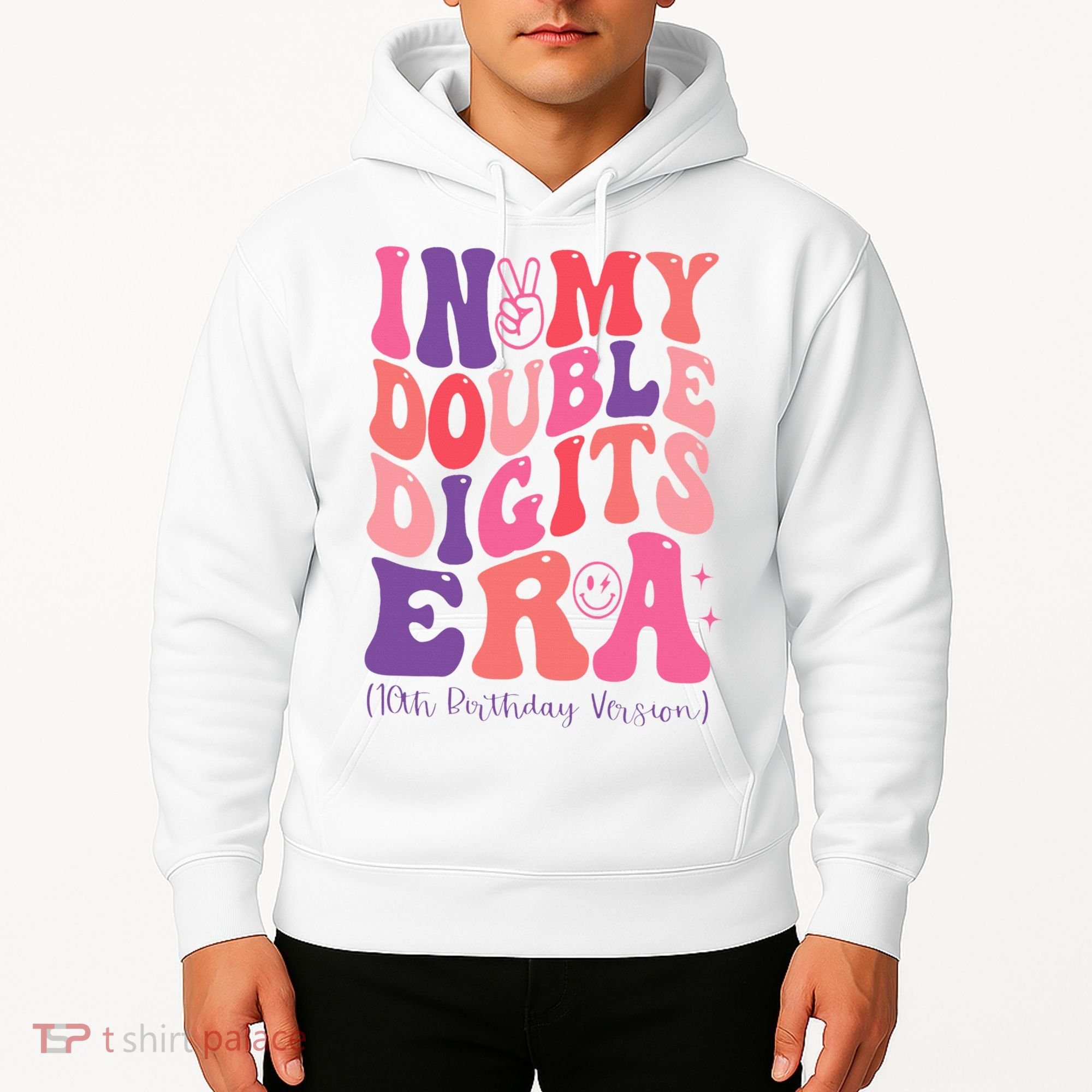 In My Double Digits Era 10th Birthday Version Groovy Retro Hoodie