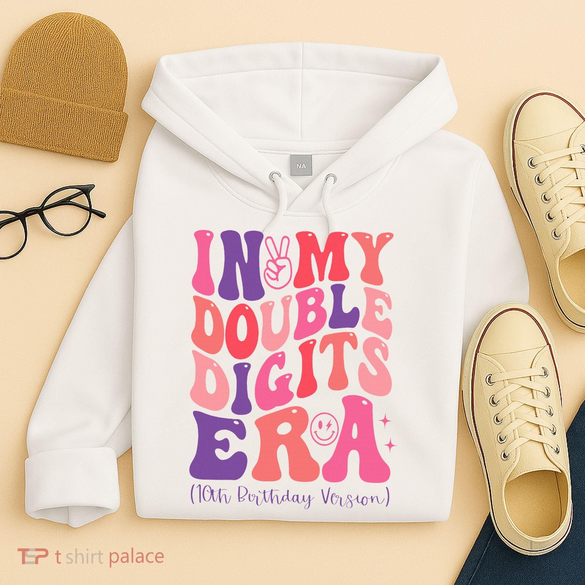 In My Double Digits Era 10th Birthday Version Groovy Retro Hoodie