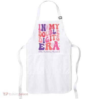In My Double Digits Era 10th Birthday Version Groovy Retro Apron