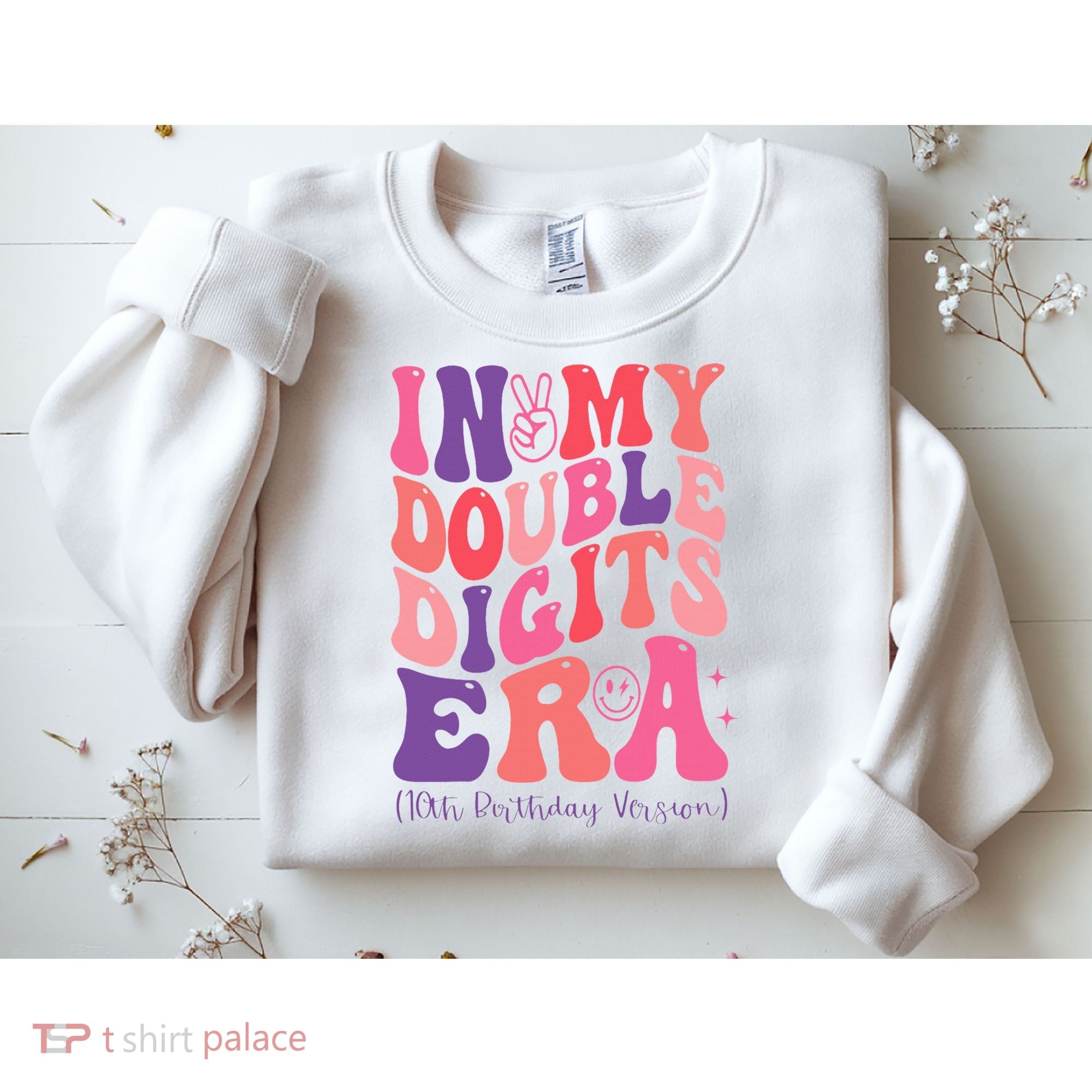 In My Double Digits Era 10th Birthday Version Groovy Retro Sweatshirt