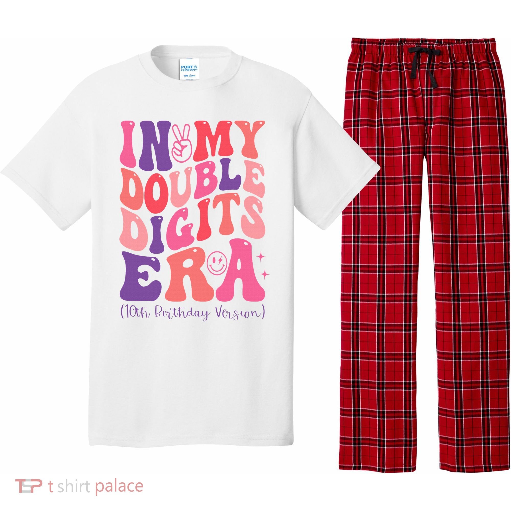 In My Double Digits Era 10th Birthday Version Groovy Retro Pajama Set