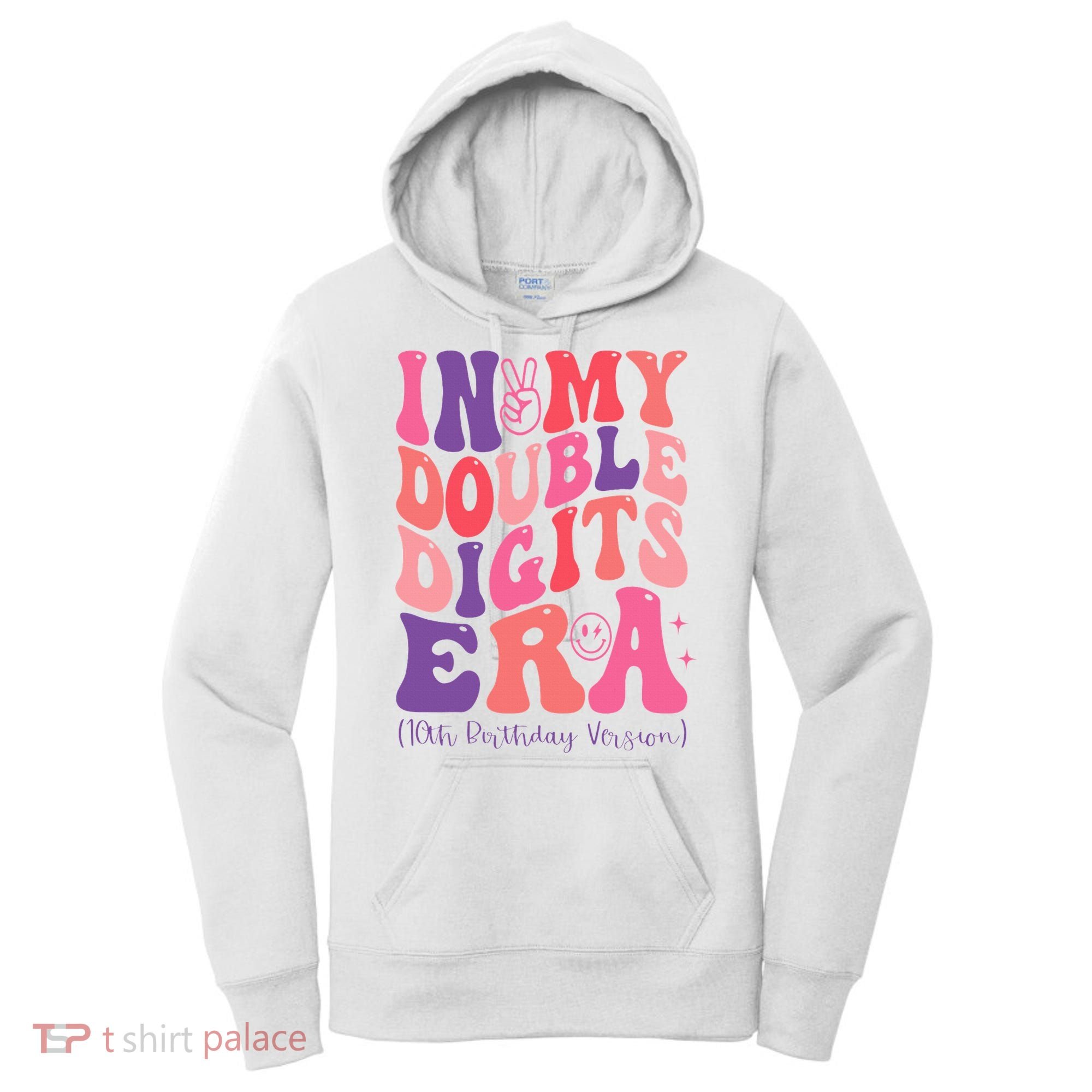 In My Double Digits Era 10th Birthday Version Groovy Retro Women's Hoodie