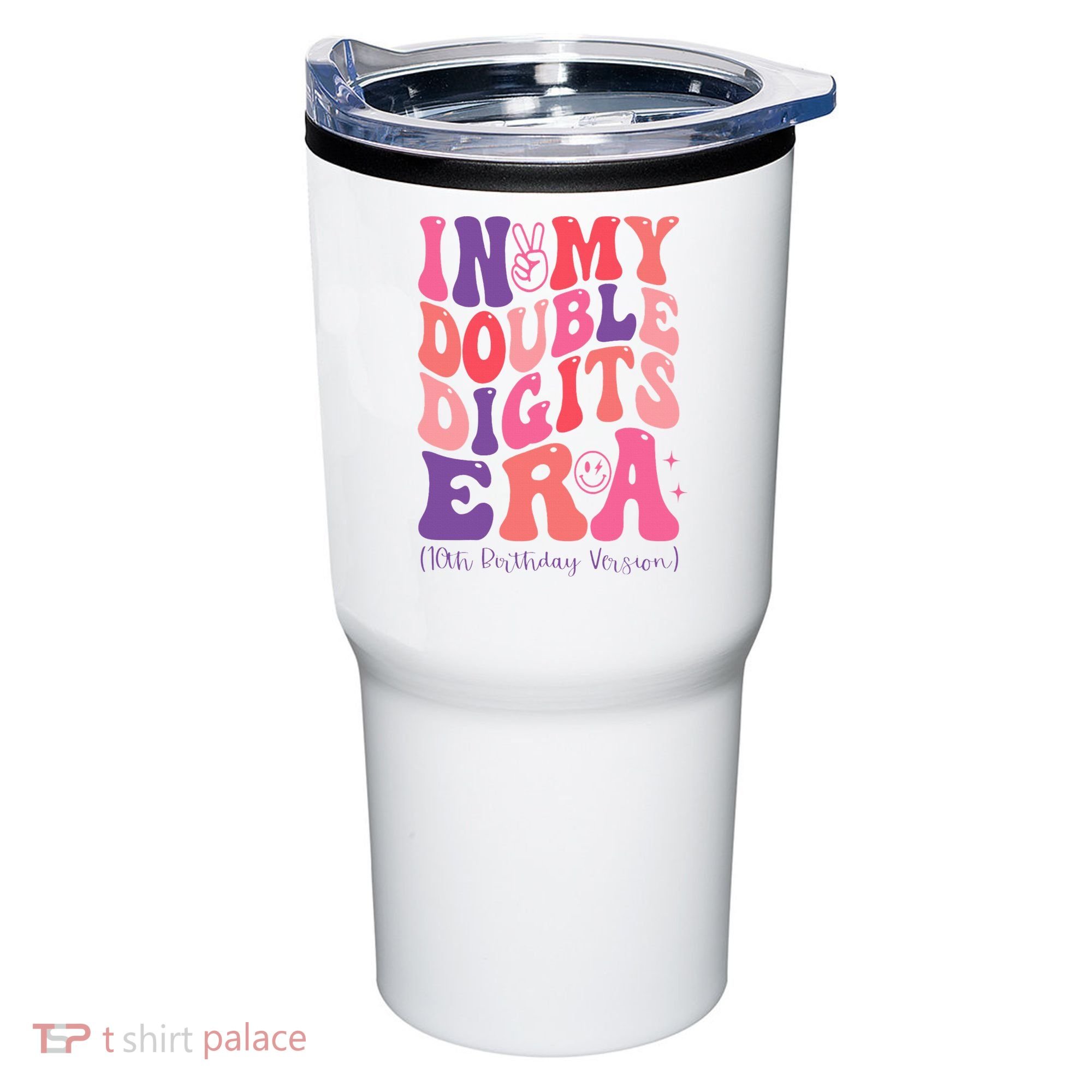In My Double Digits Era 10th Birthday Version Groovy Retro Tumbler