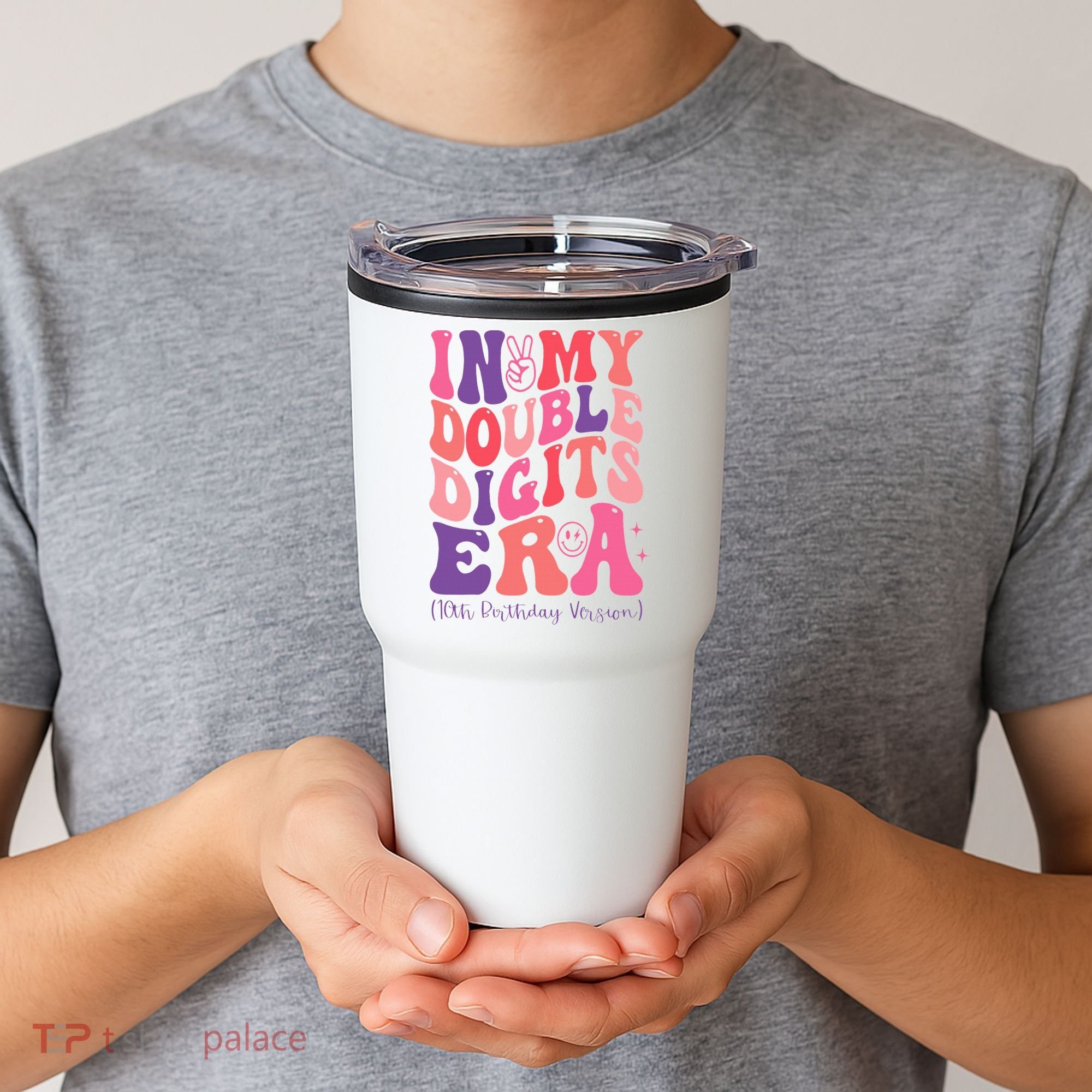 In My Double Digits Era 10th Birthday Version Groovy Retro Tumbler