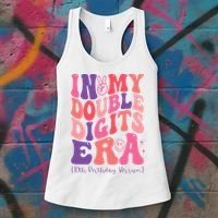 In My Double Digits Era 10th Birthday Version Groovy Retro Women's Tank Top thumb 3