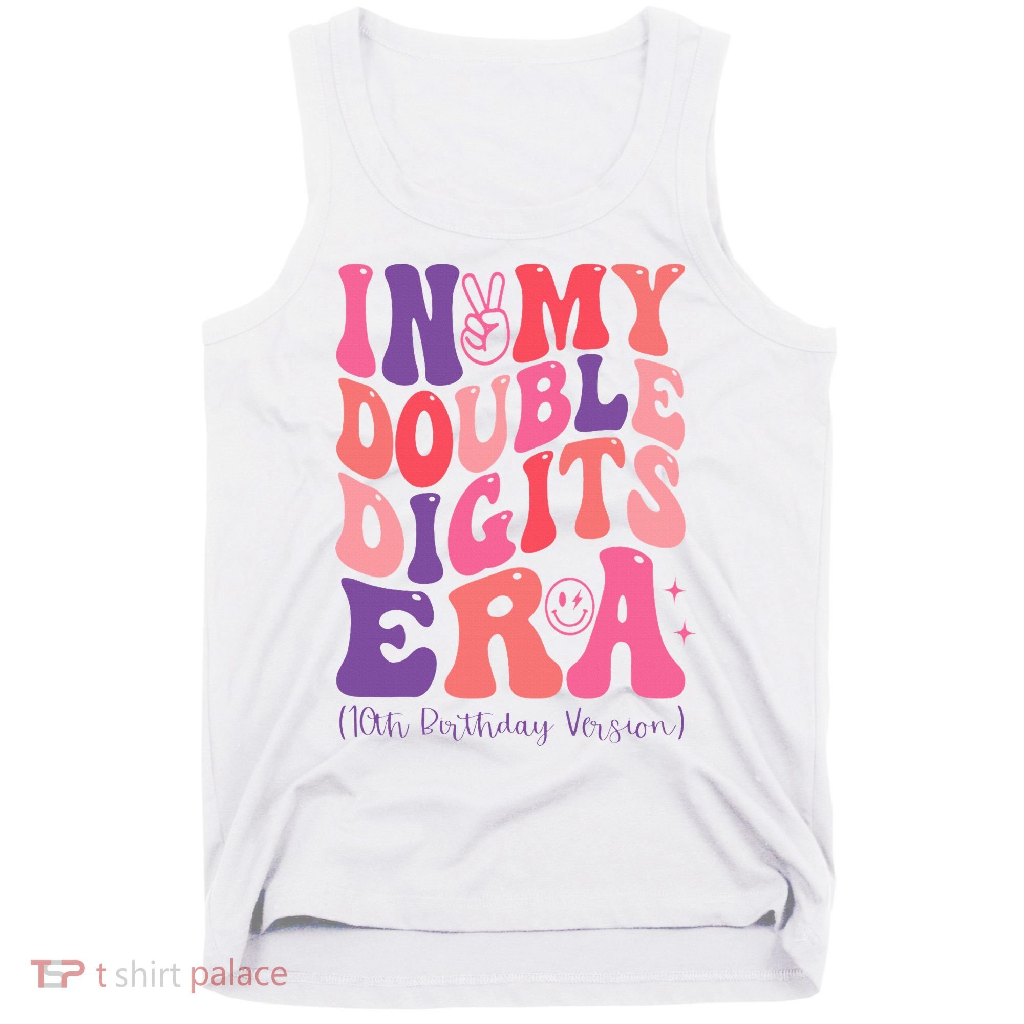 In My Double Digits Era 10th Birthday Version Groovy Retro Tank Top