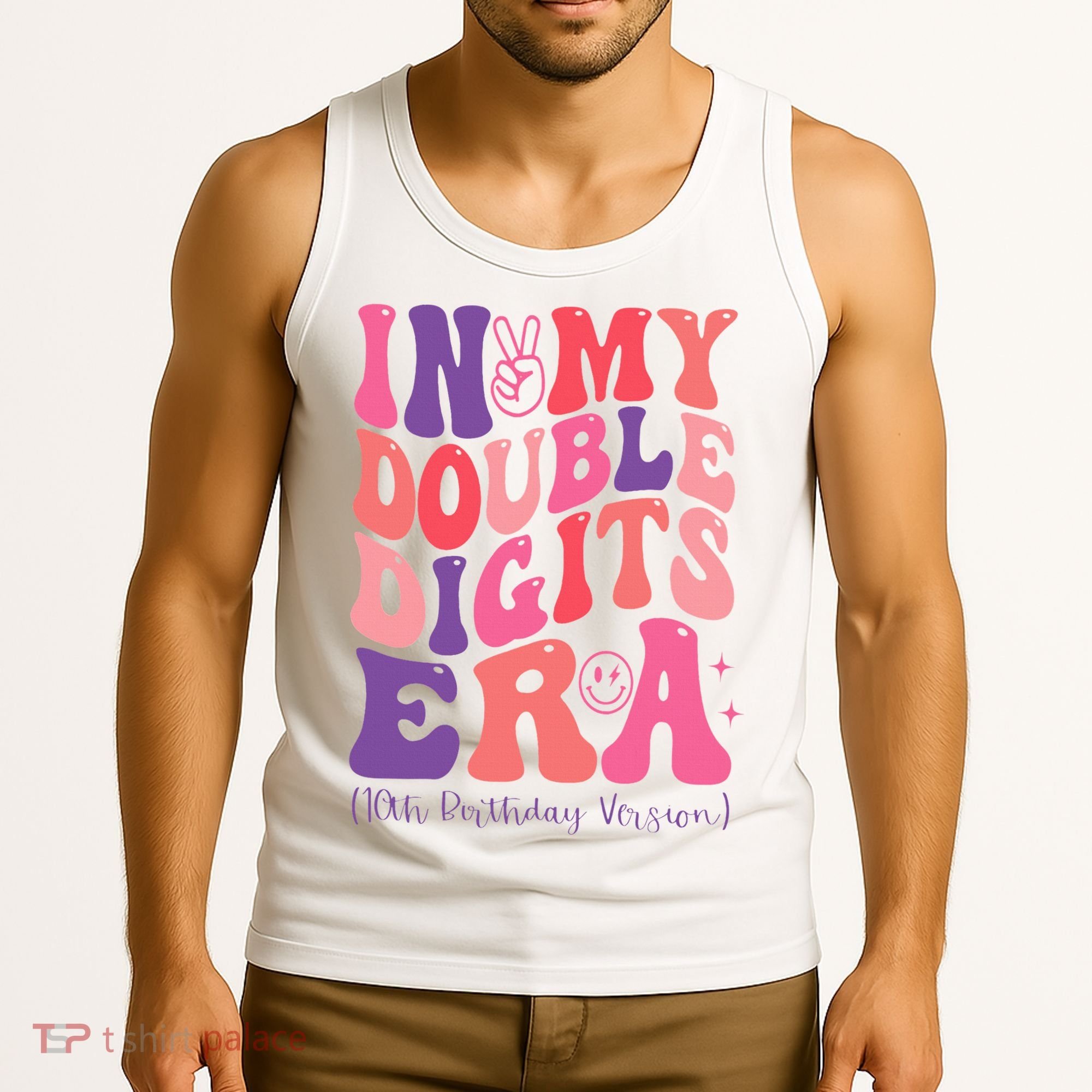In My Double Digits Era 10th Birthday Version Groovy Retro Tank Top