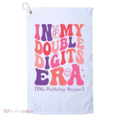 In My Double Digits Era 10th Birthday Version Groovy Retro Golf Towel