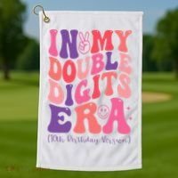 In My Double Digits Era 10th Birthday Version Groovy Retro Golf Towel thumb 1