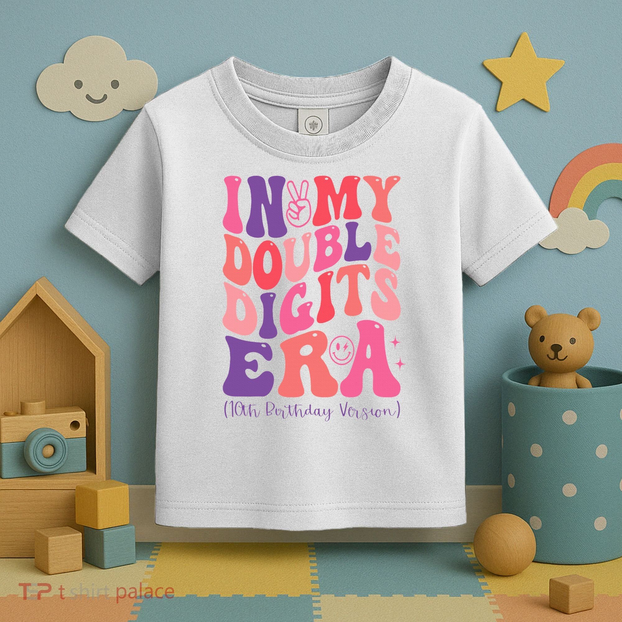 In My Double Digits Era 10th Birthday Version Groovy Retro Toddler T-Shirt