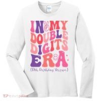 In My Double Digits Era 10th Birthday Version Groovy Retro Women's Long Sleeve Shirt thumb 0