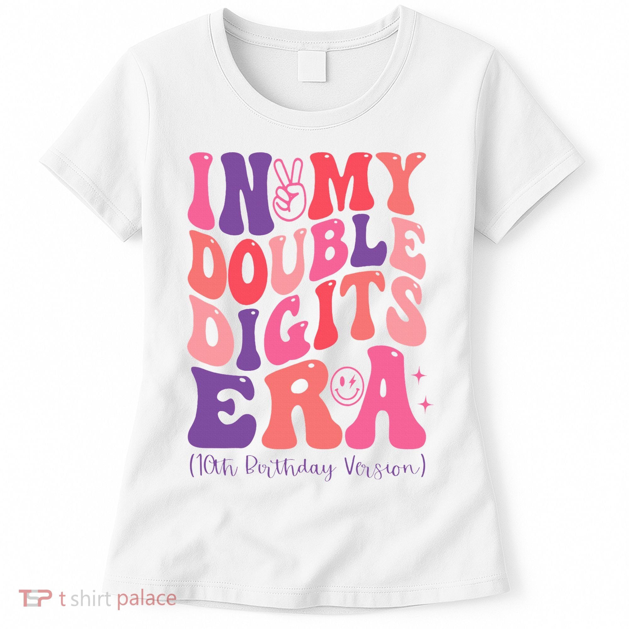 In My Double Digits Era 10th Birthday Version Groovy Retro Women's T-Shirt