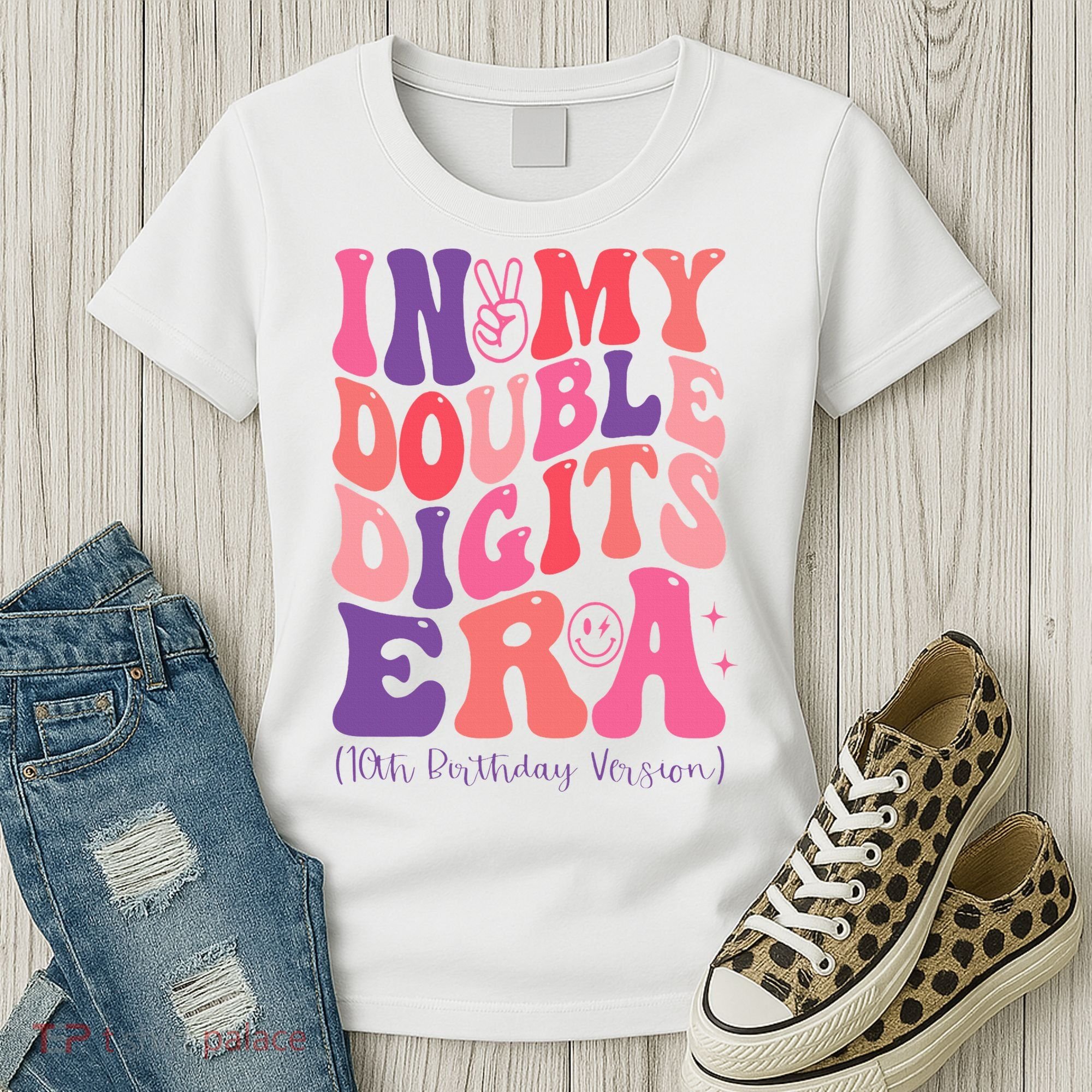 In My Double Digits Era 10th Birthday Version Groovy Retro Women's T-Shirt