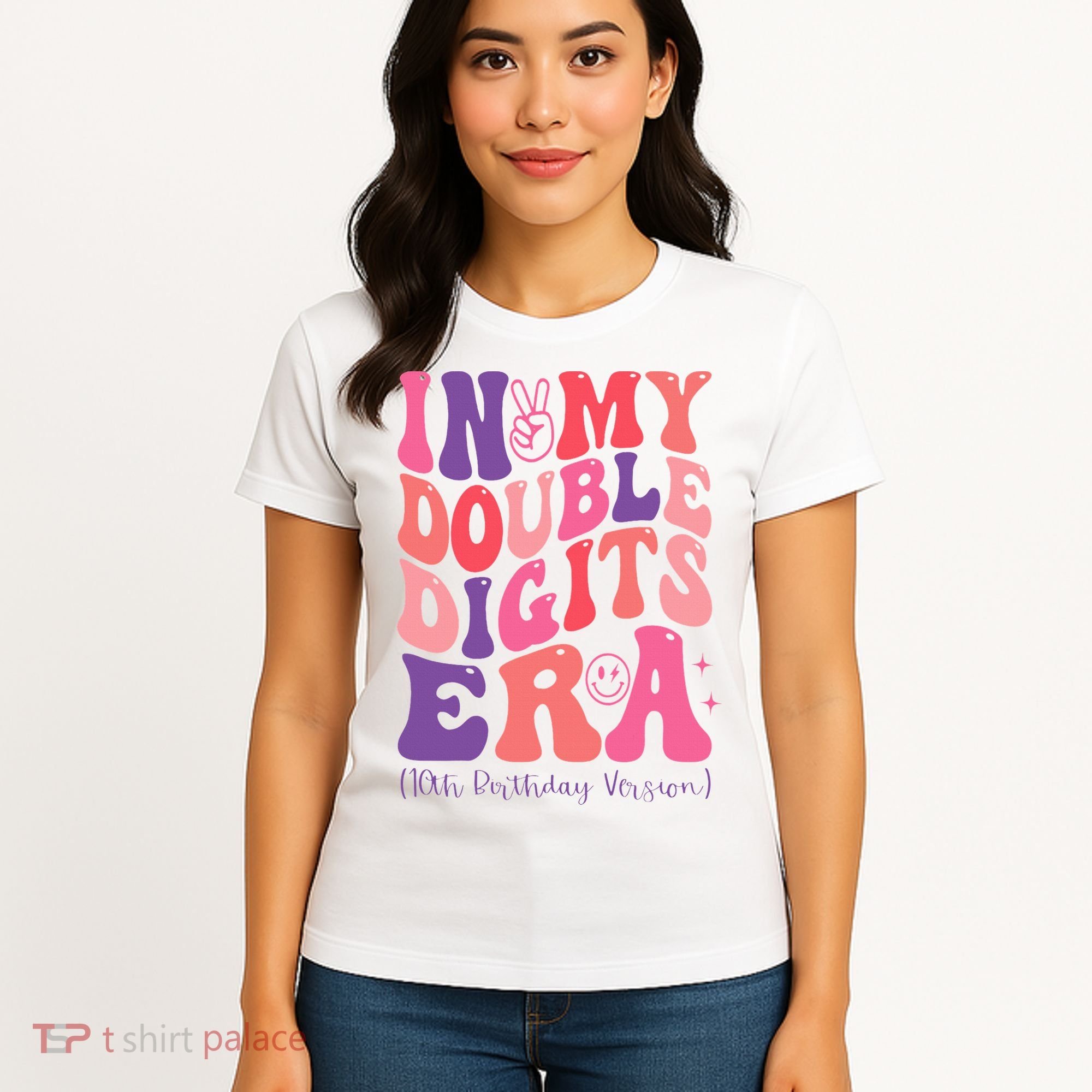 In My Double Digits Era 10th Birthday Version Groovy Retro Women's T-Shirt