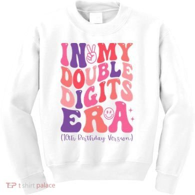 In My Double Digits Era 10th Birthday Version Groovy Retro Kids Sweatshirt
