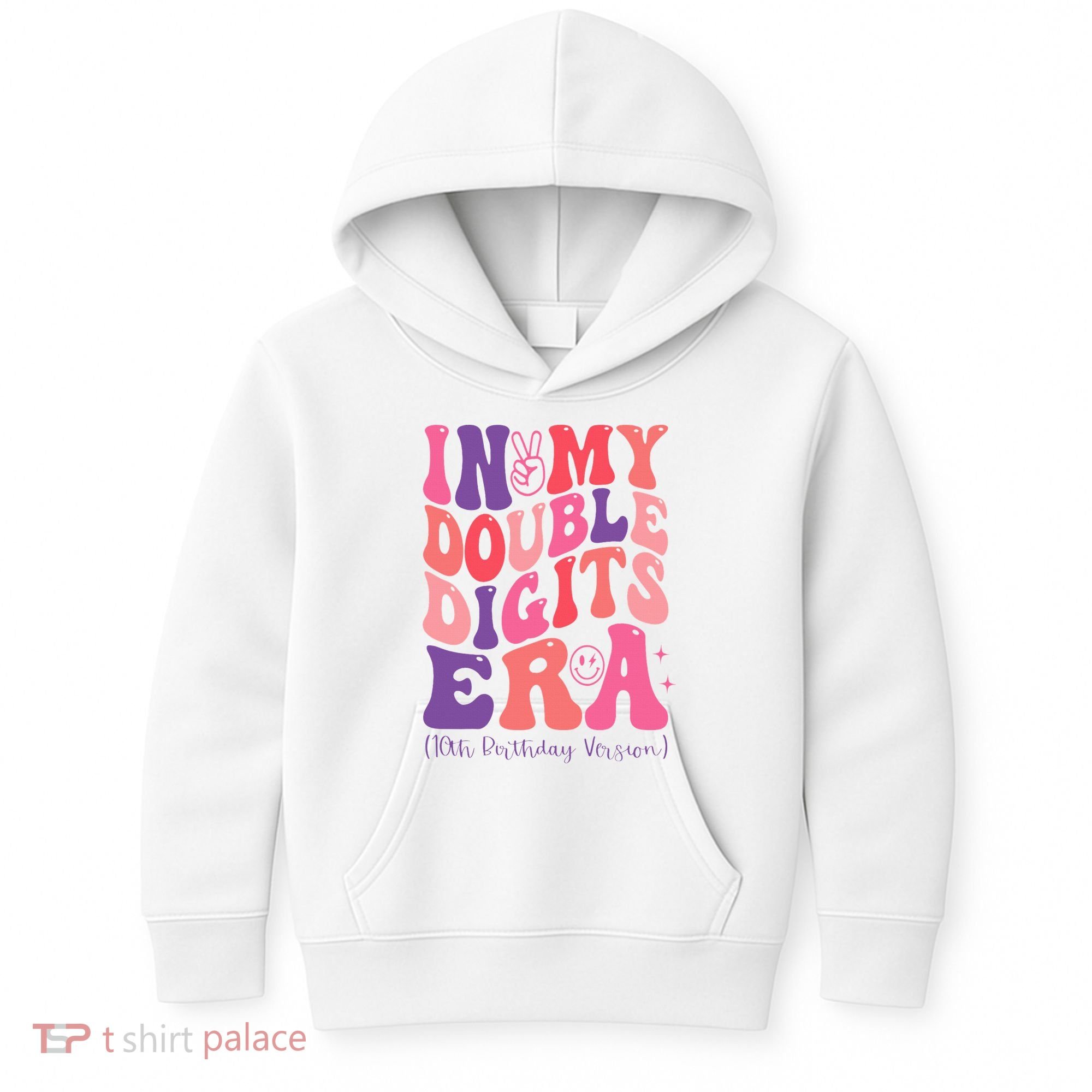In My Double Digits Era 10th Birthday Version Groovy Retro Kids Hoodie