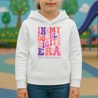 In My Double Digits Era 10th Birthday Version Groovy Retro Kids Hoodie thumb 3