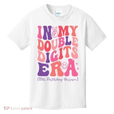 In My Double Digits Era 10th Birthday Version Groovy Retro Kids T-Shirt